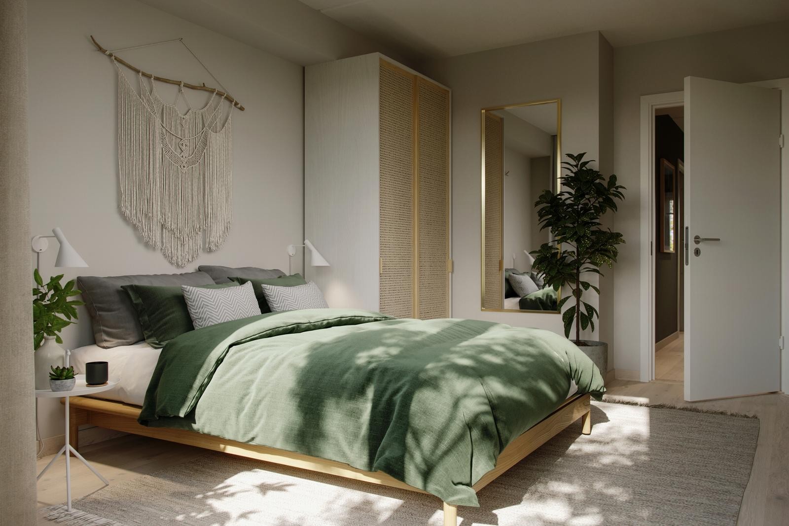 Illustrasjon av soverom i stil Mynte. Galleribilde