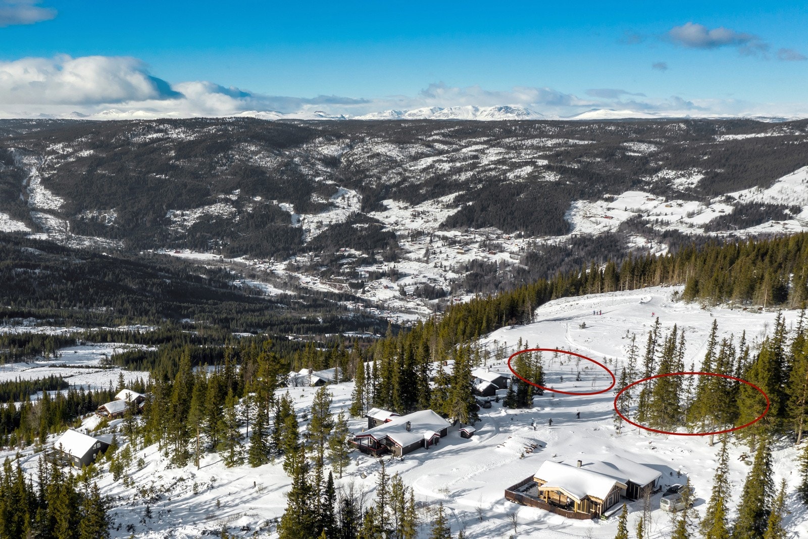Ca. 300 meter ligger nærmeste langrennstrasé som går mot høyfjellet Galleribilde