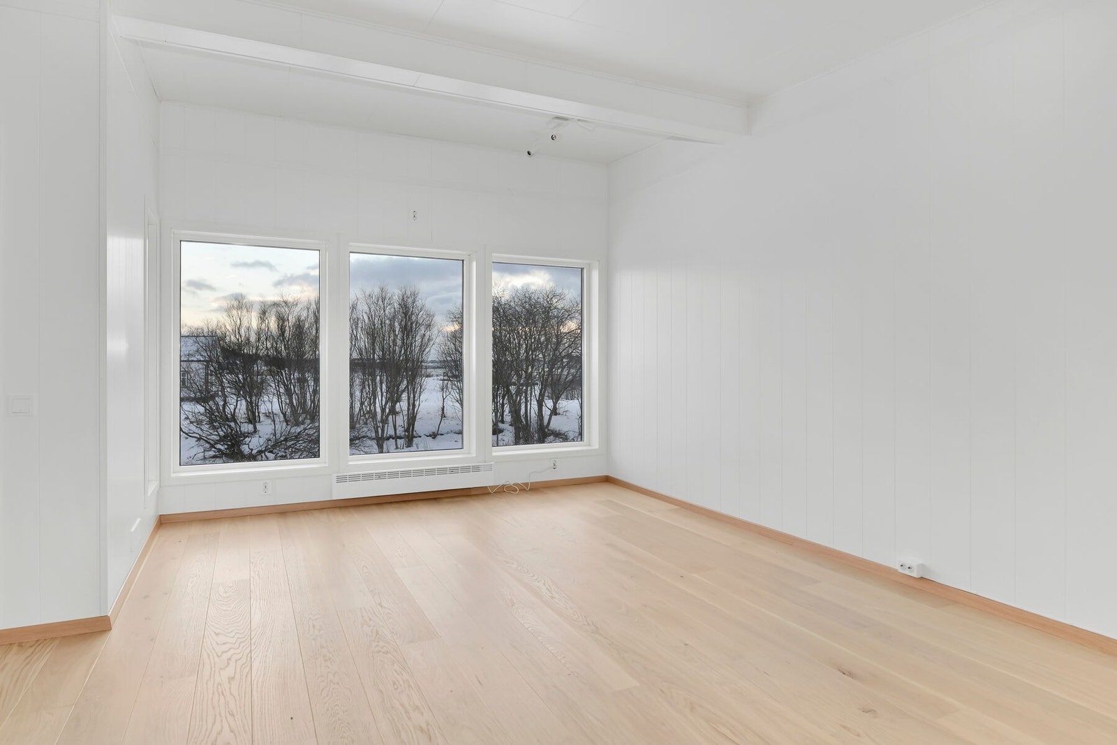 Stuen har store vinduer, god takhøyde og fint utsyn mot Steinesjøen Galleribilde