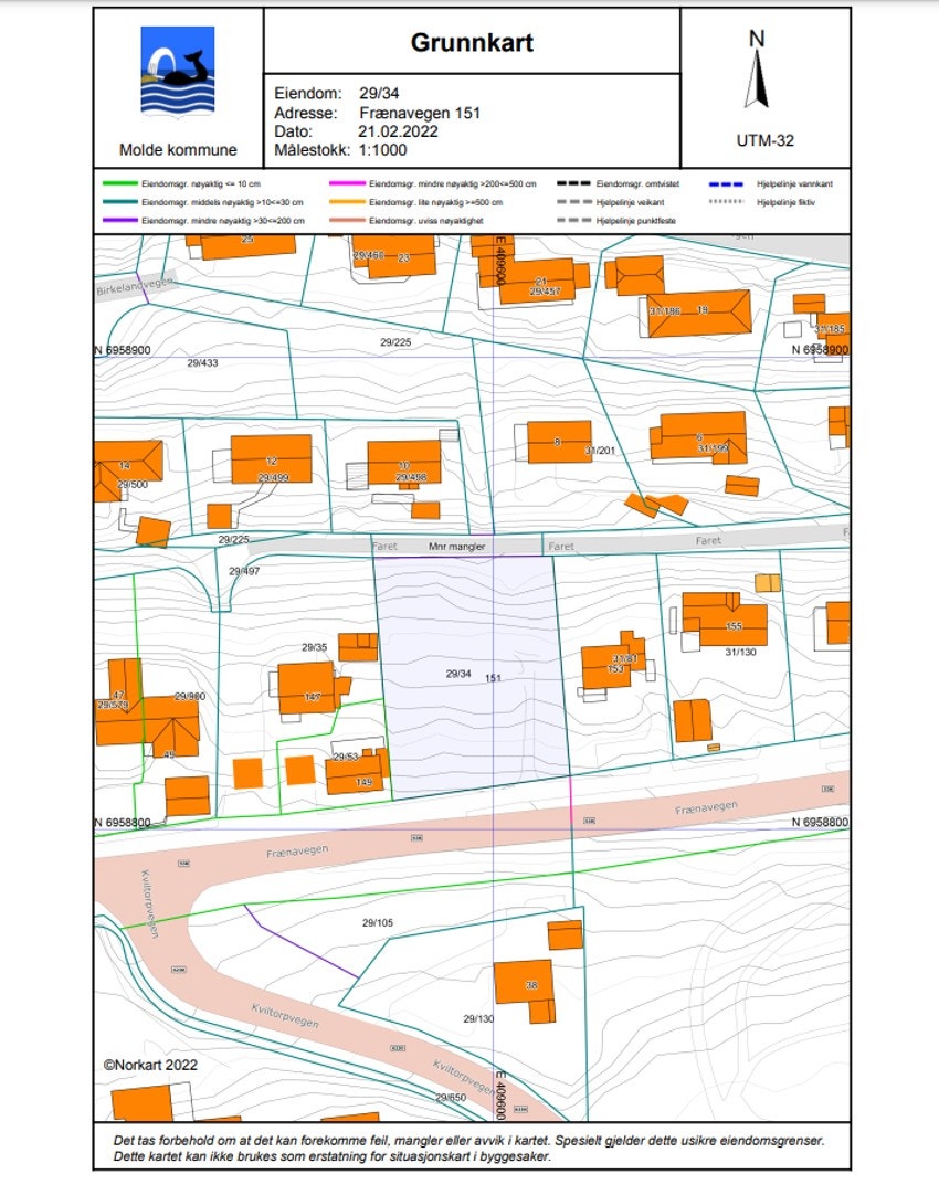 Grunnkart av eiendommen. Galleribilde