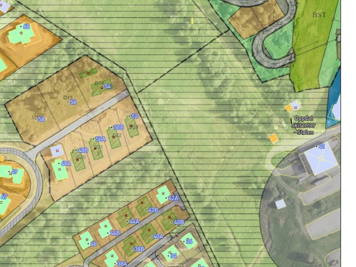 Flyfoto med reguleringsplan Galleribilde