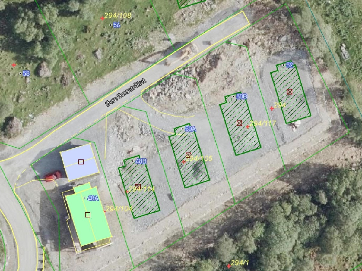 Flyfoto med tomteinndeling Galleribilde