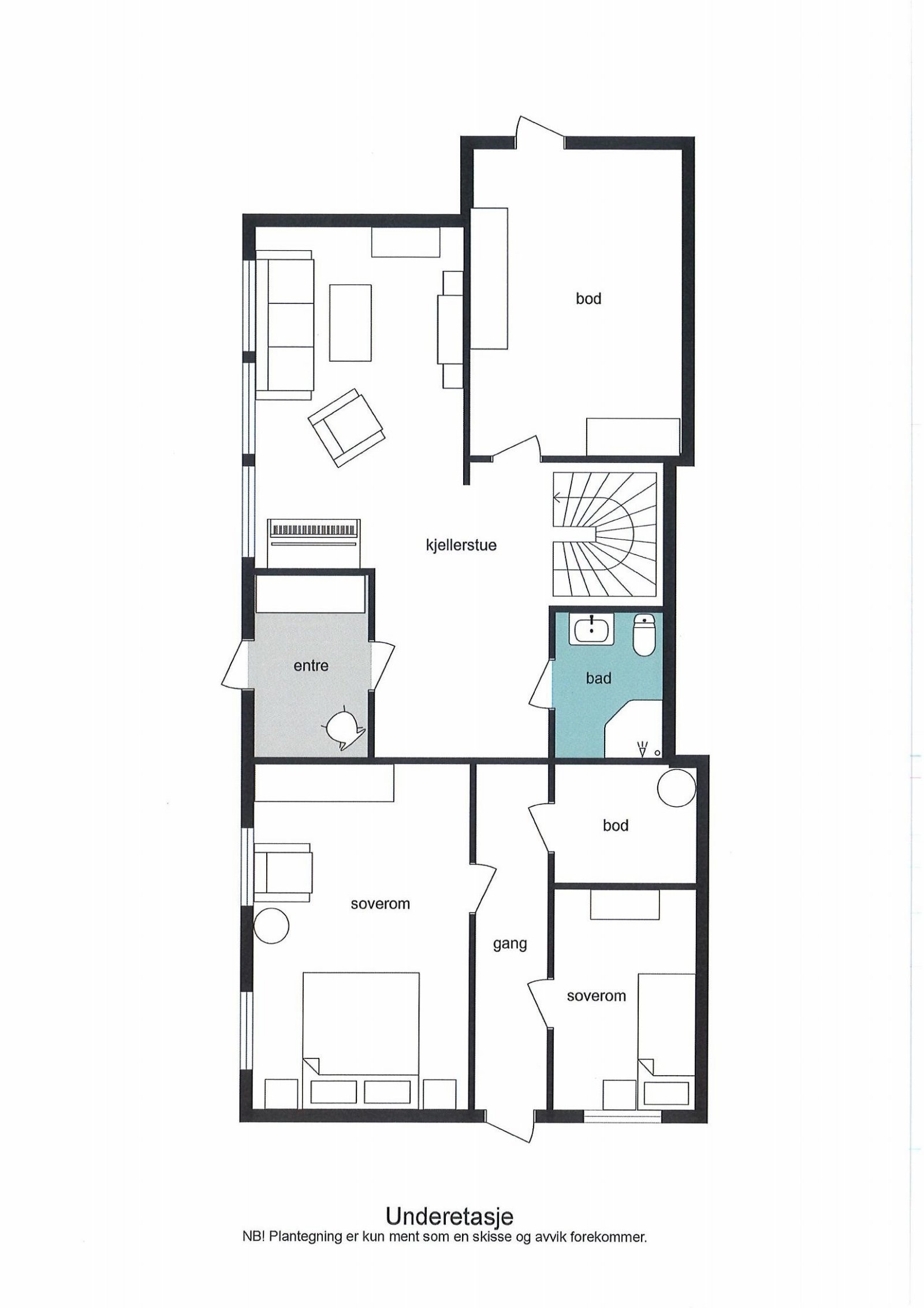 Plantegning underetasje. Galleribilde