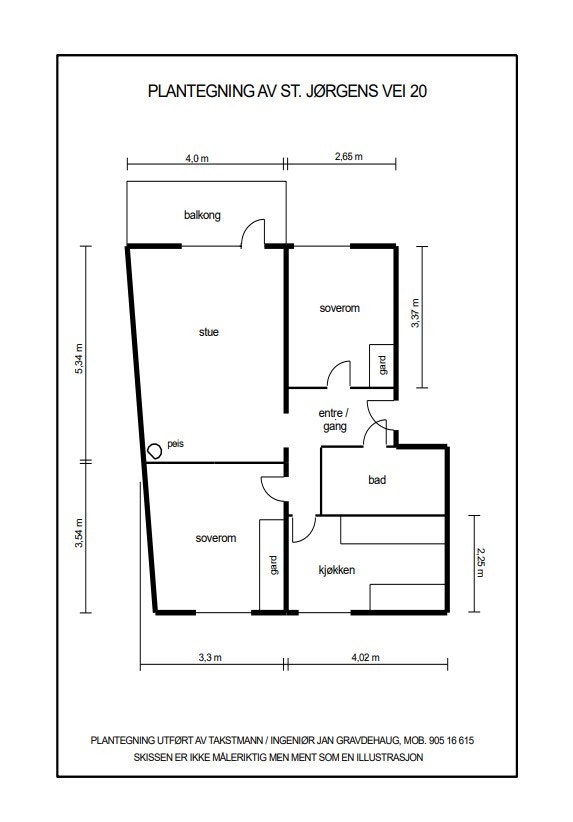 Plantegning St. Jørgens vei 20. Galleribilde