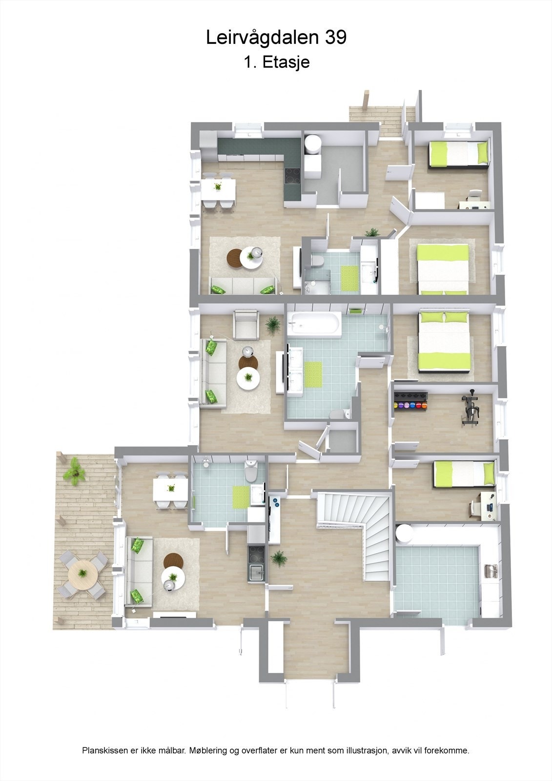 3 D plantegning 1. etasje Galleribilde