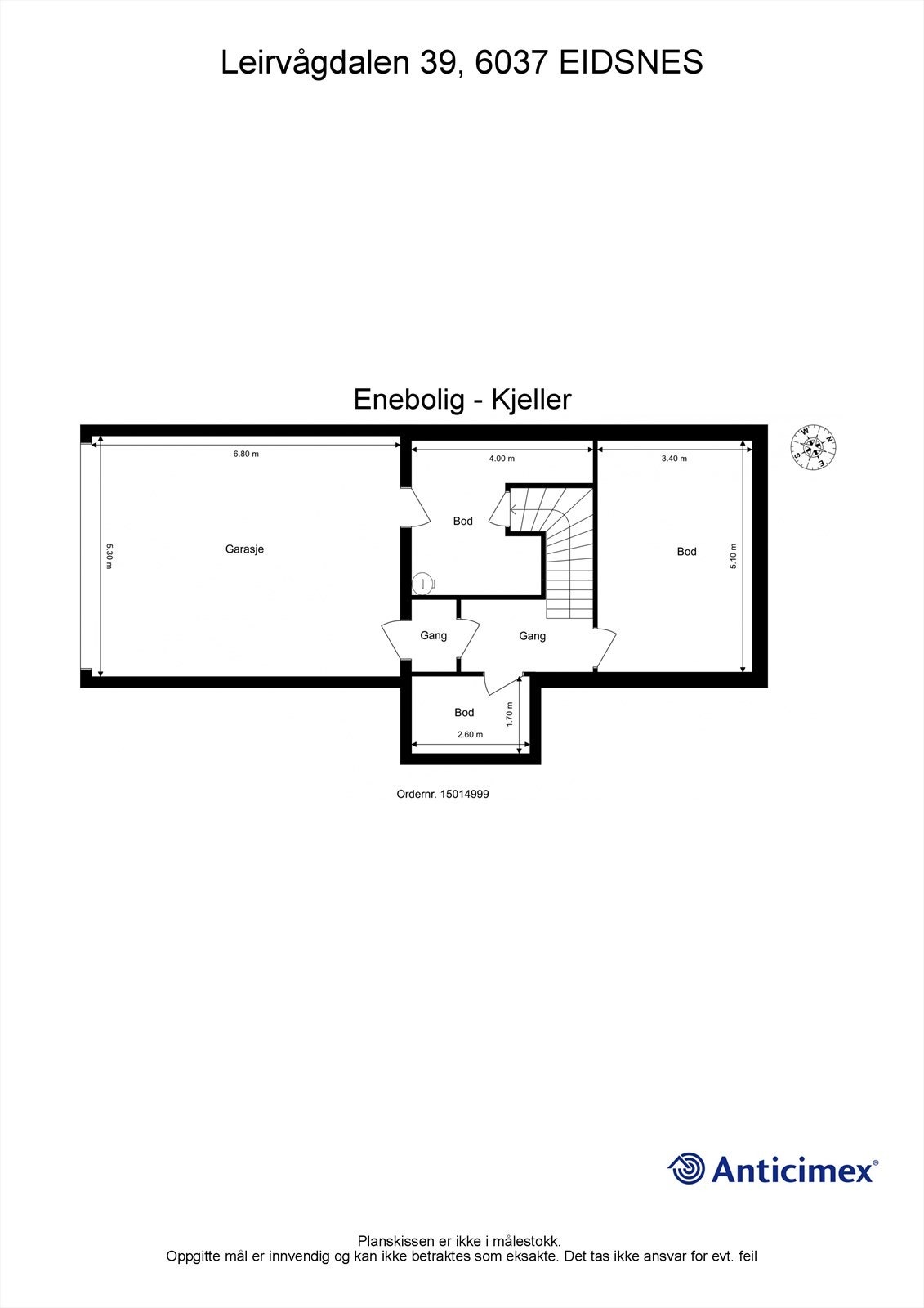 Målsatt plantegning underetasje Galleribilde