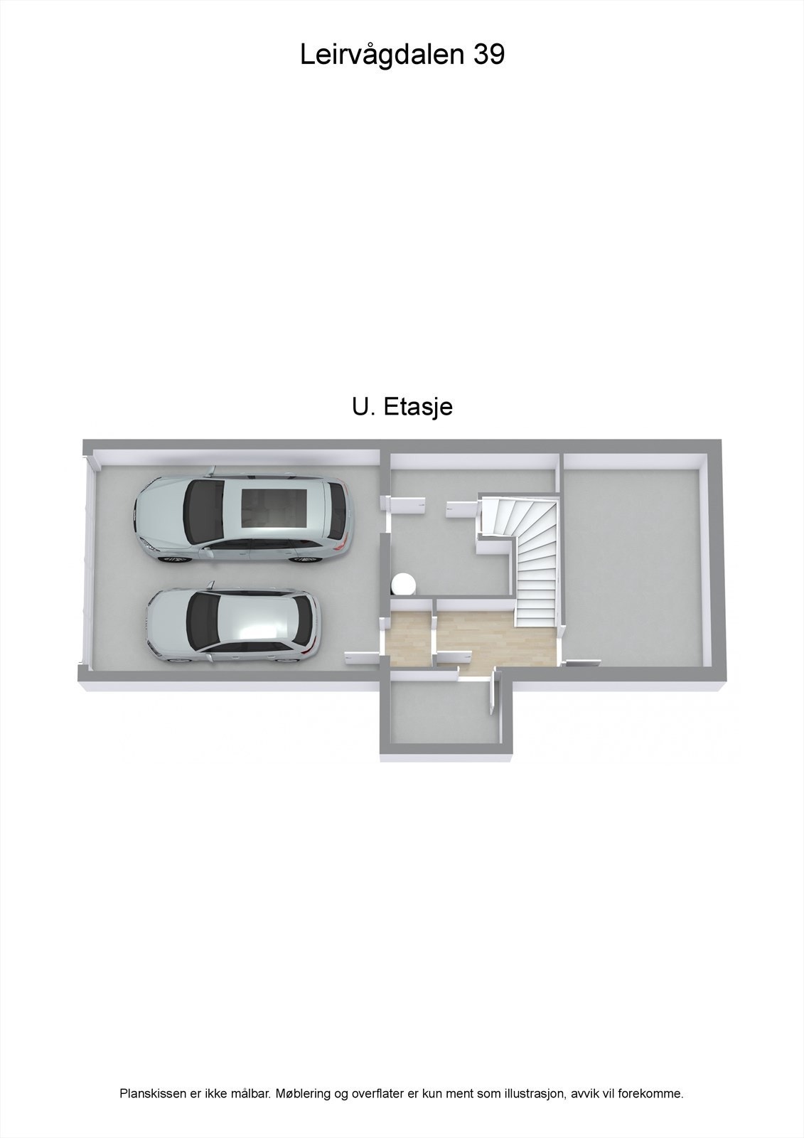 3 D plantegning underetasje Galleribilde