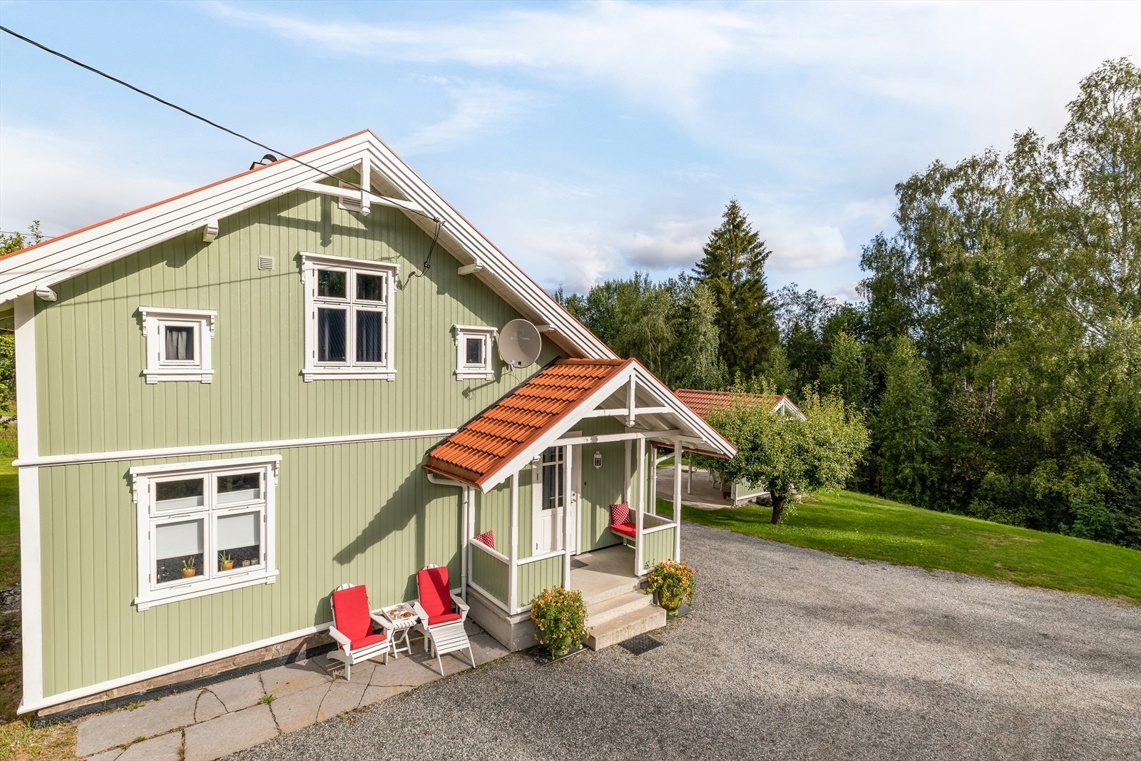 Boligen fremstår som en lys og trivelig enebolig oppført 1912 og senere tilbygget/oppgradert i 1950/2001 Galleribilde