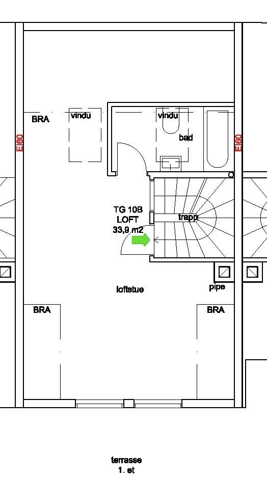 Godkjent tegning loftsutbygging Tromsøgata 10B Galleribilde