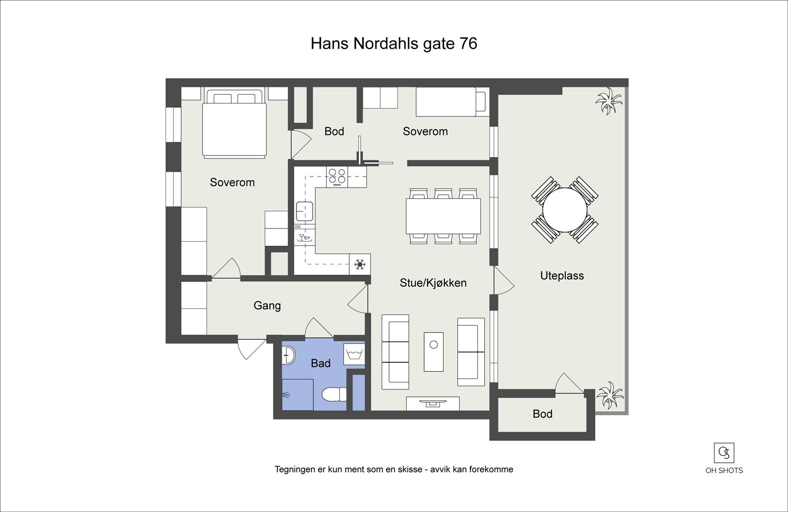 - Leiligheten er på 76 kvm. (P-rom) - Galleribilde