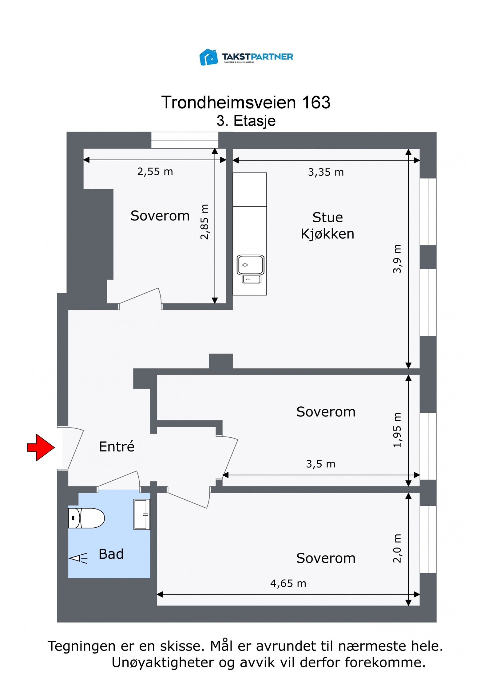 Målsatt plantegning Galleribilde