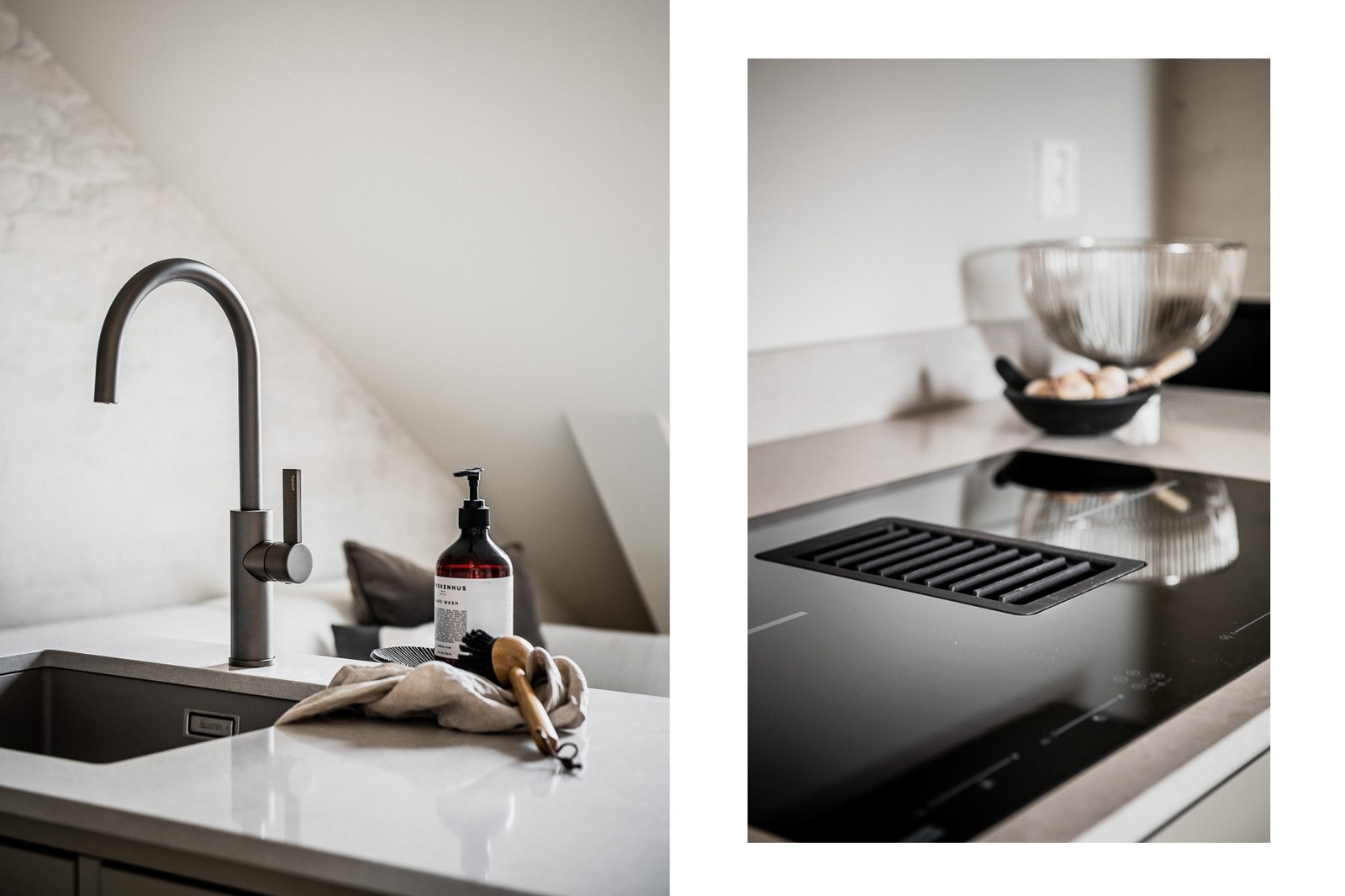 De integrerte hvitevarene sørger for et helhetlig og sømløst uttrykk. Blandebatteri fra Tapwell. Galleribilde