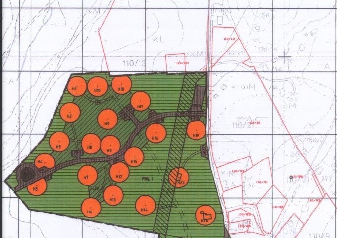 Tomtekart Tømmeråsen hyttefelt. Galleribilde