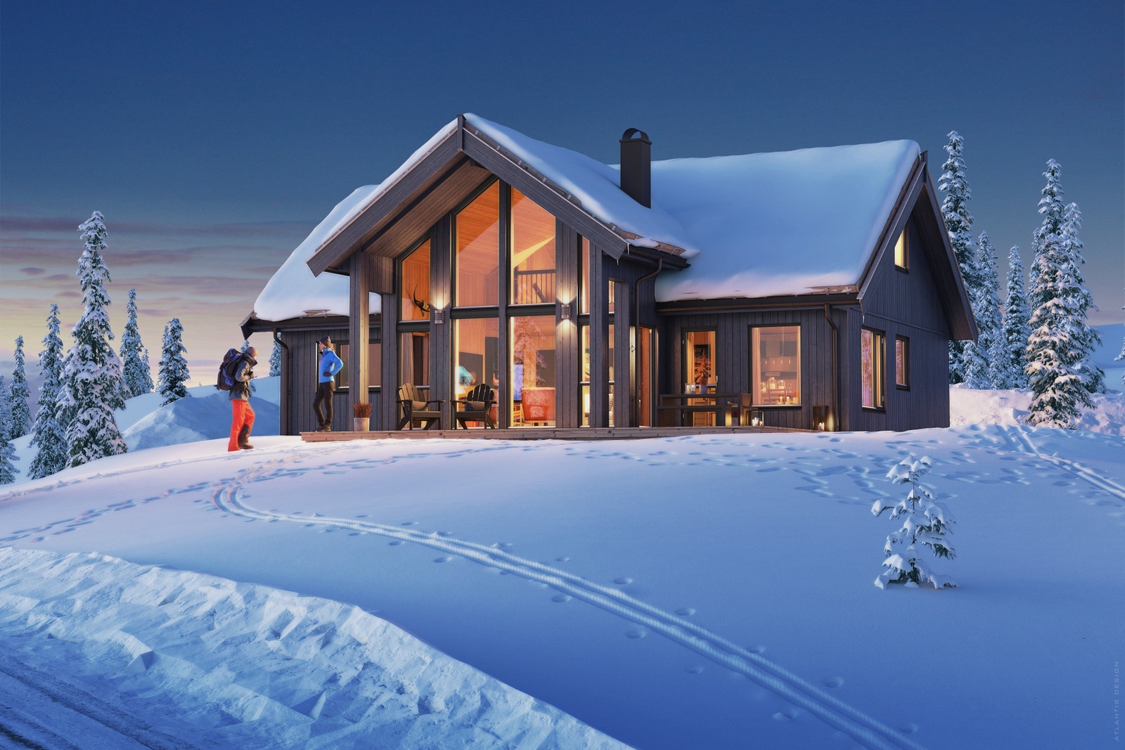 3D bilde av hytta Galleribilde