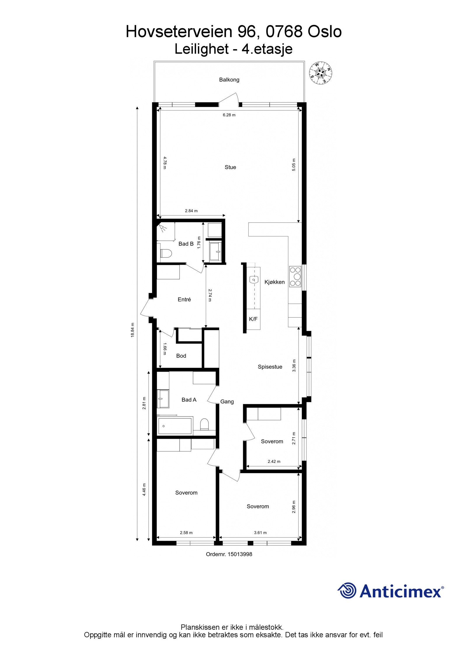 Plantegning Hovseterveien 96. Galleribilde
