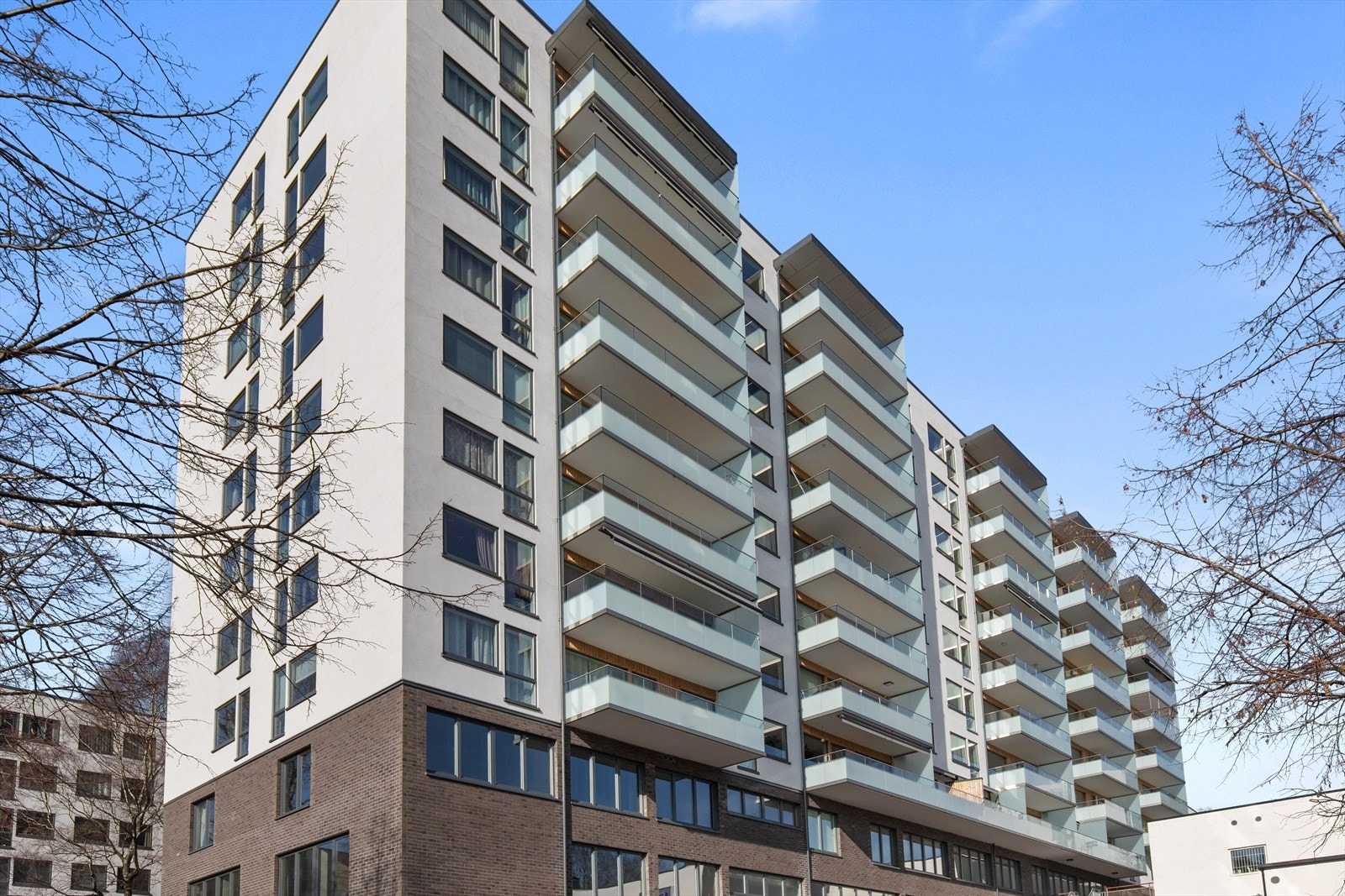 Borettslaget er oppgradert med ny fasade, etterisolering og totalrehabiliterte balkonger. Galleribilde