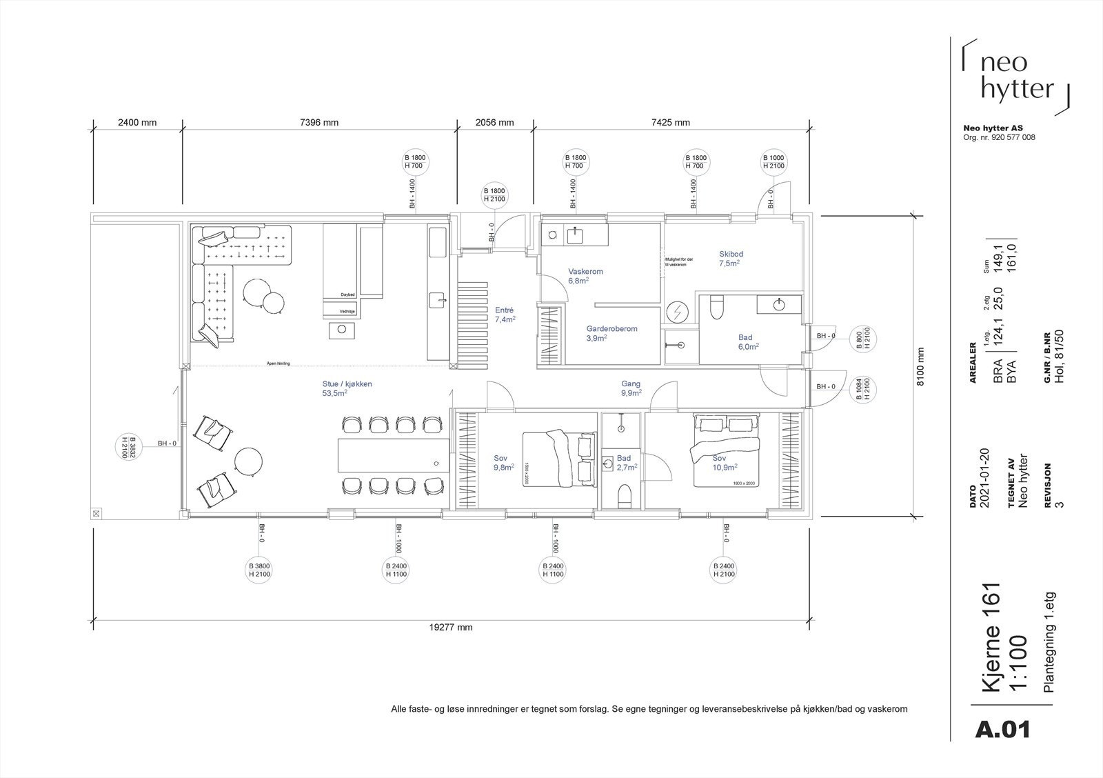 Plantegning 1. etg Galleribilde