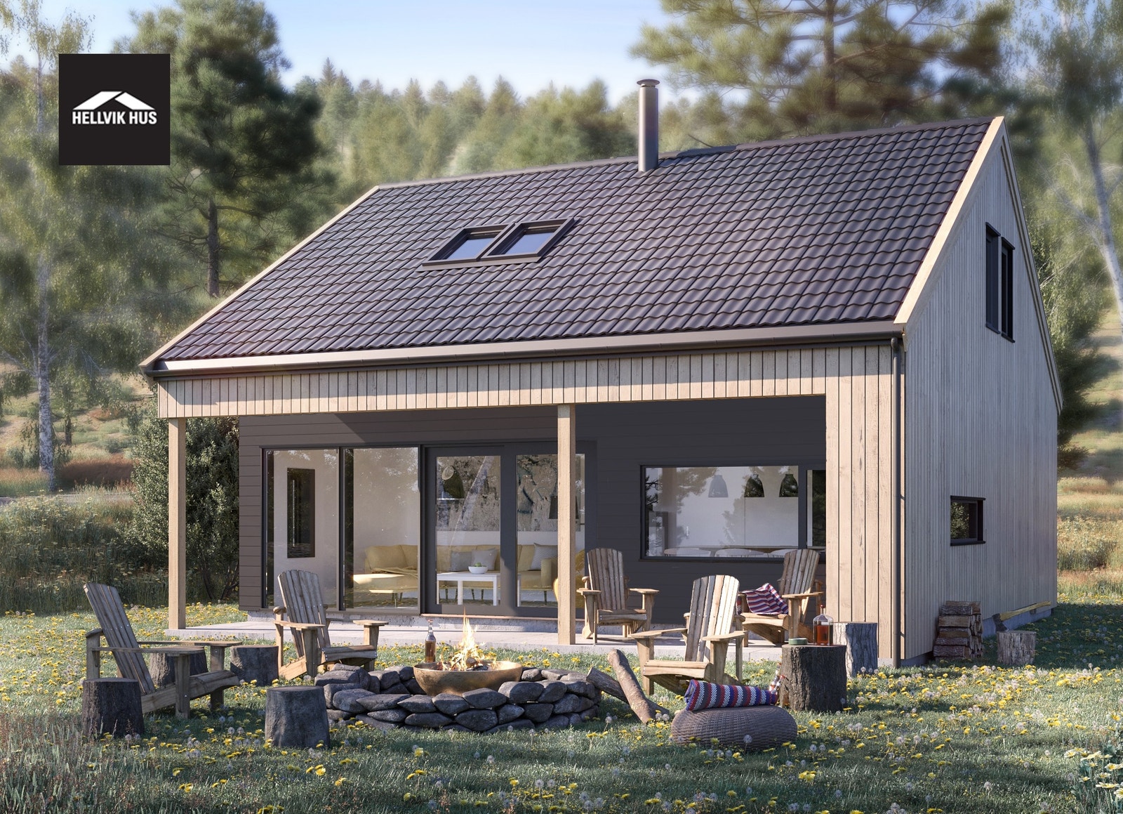 Illustrasjon av hytte Galleribilde