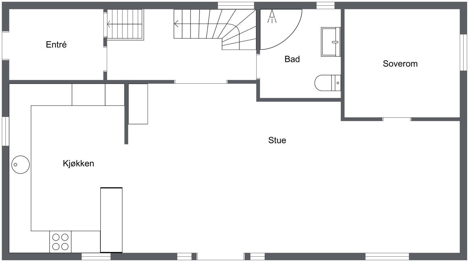 Alternativ plantegning første etasje. Galleribilde
