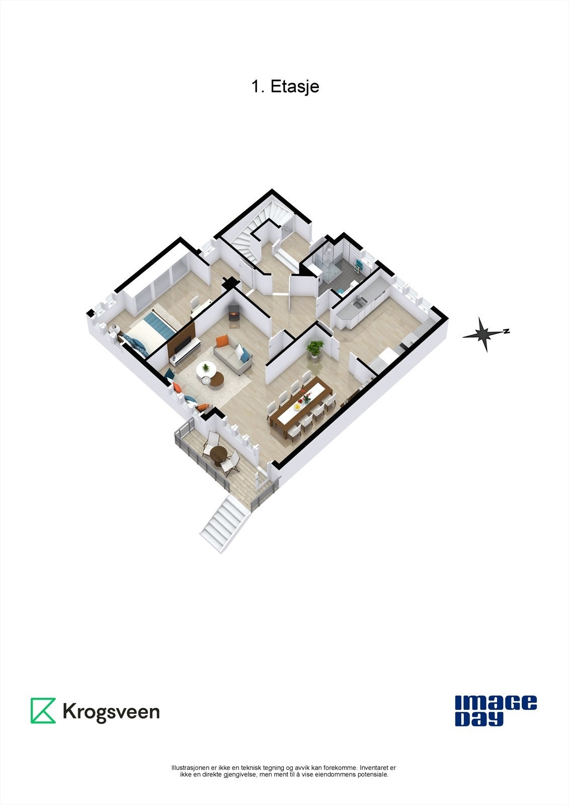 1. Etasje - 3d Planløsning Galleribilde