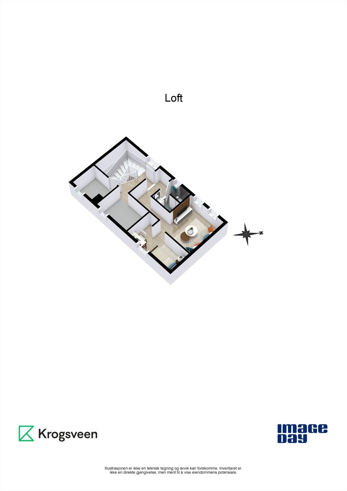 Loft - 3d Planløsning Galleribilde