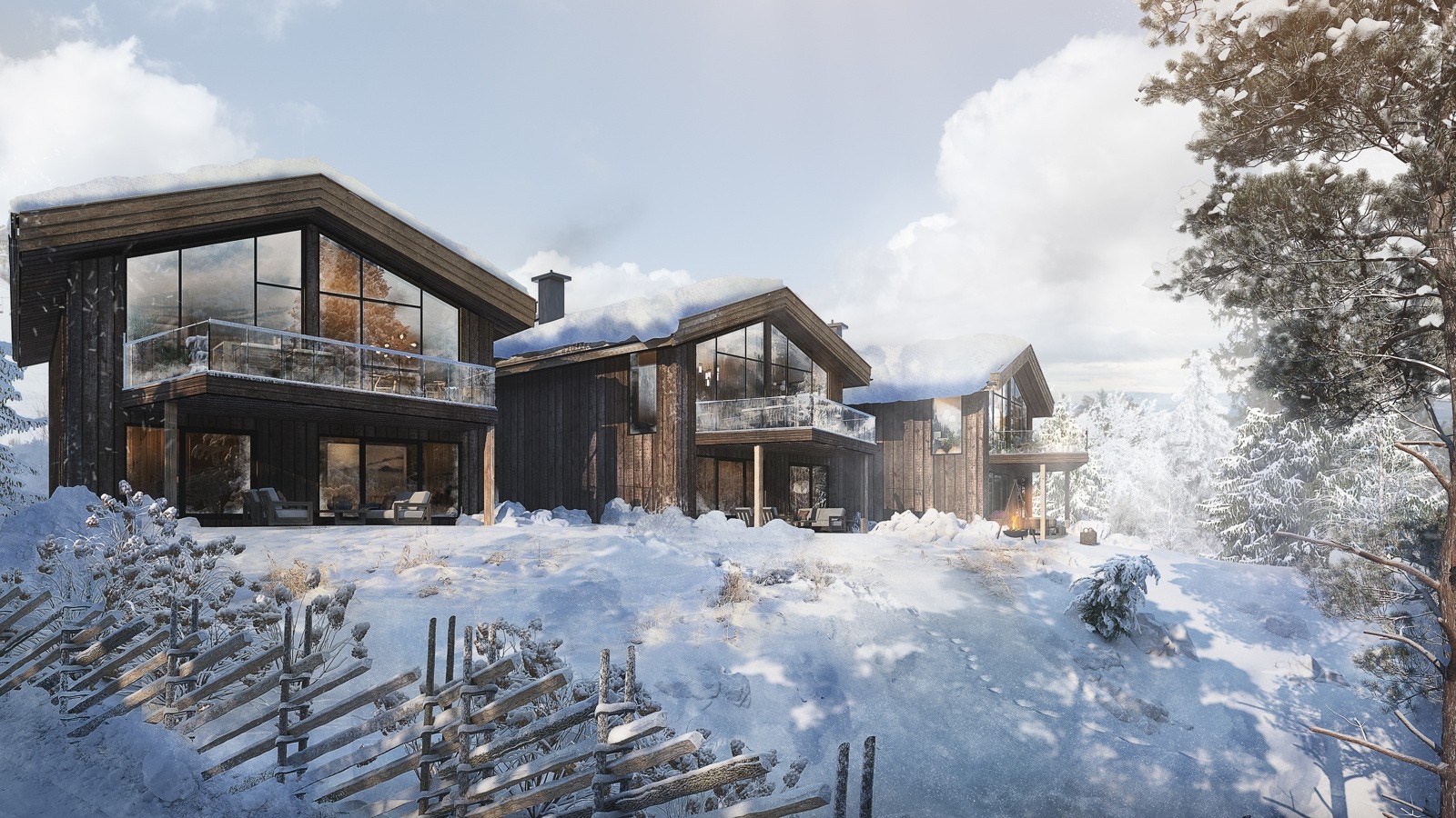 Solforholdene er veldig gode og prosjektet har en av de råeste beliggenhetene midt i smørøyet på Norefjell med ski in / out Galleribilde
