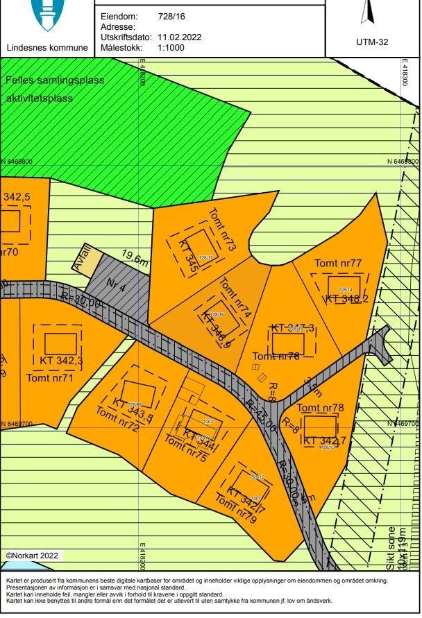 Tomteoversikt reguleringskart. Galleribilde