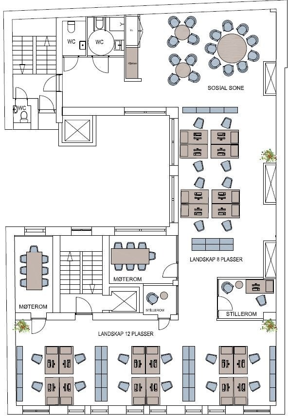 Eksempel planløsning plan 4. Galleribilde
