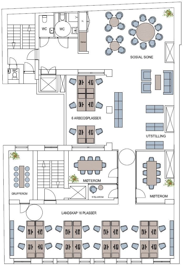 Eksempel planløsning plan 2. Galleribilde