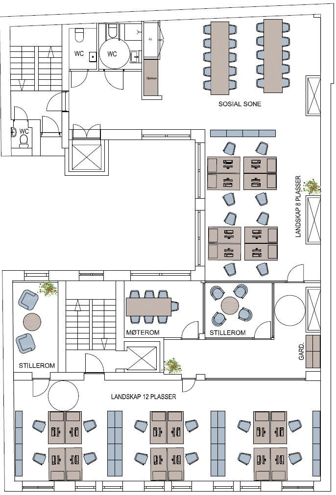 Eksempel planløsning plan 3. Galleribilde