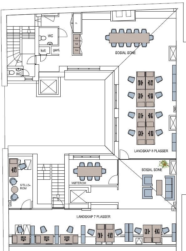 Eksempel planløsning plan 5. Galleribilde