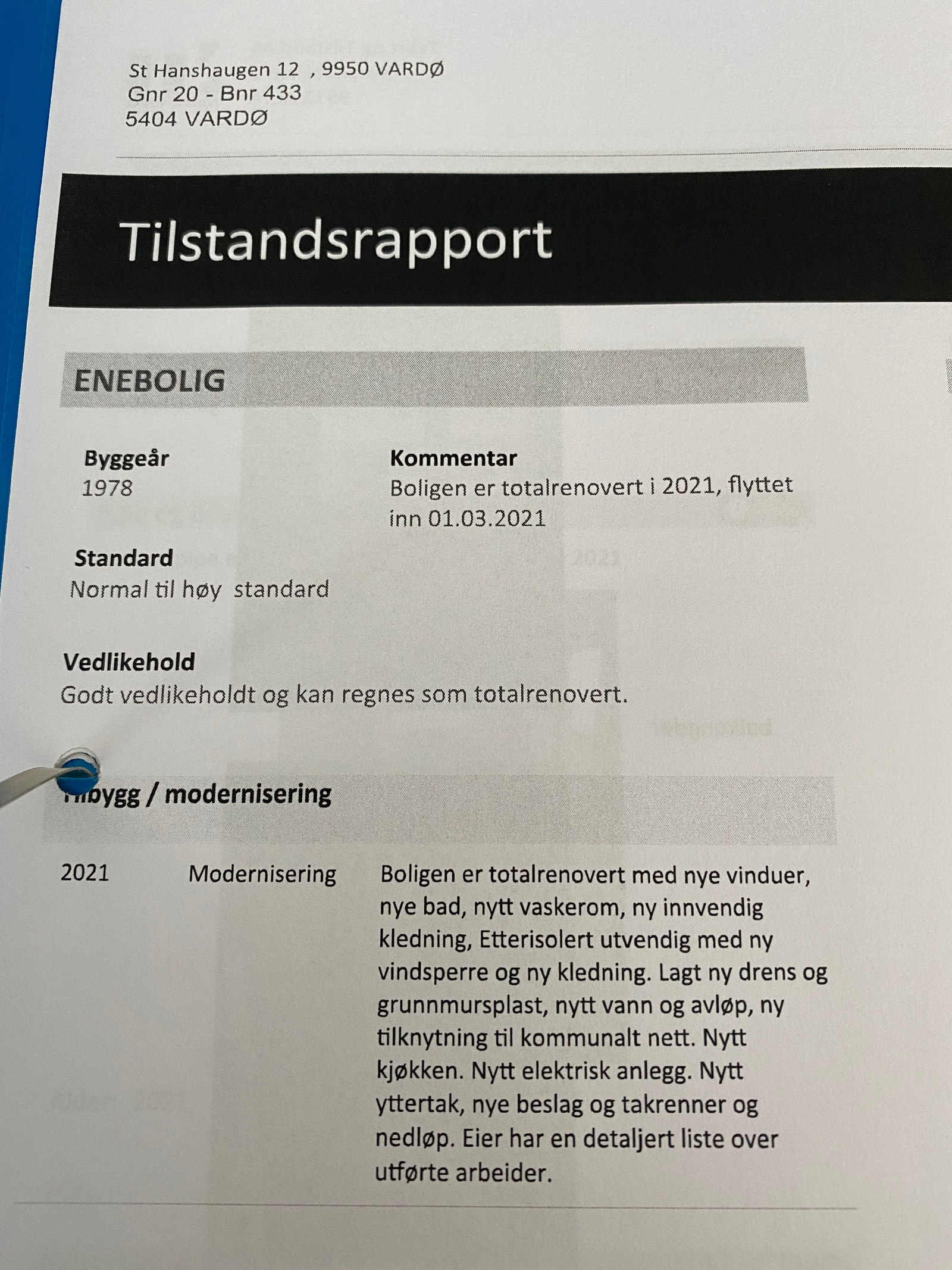 Tilstandsrapport Galleribilde