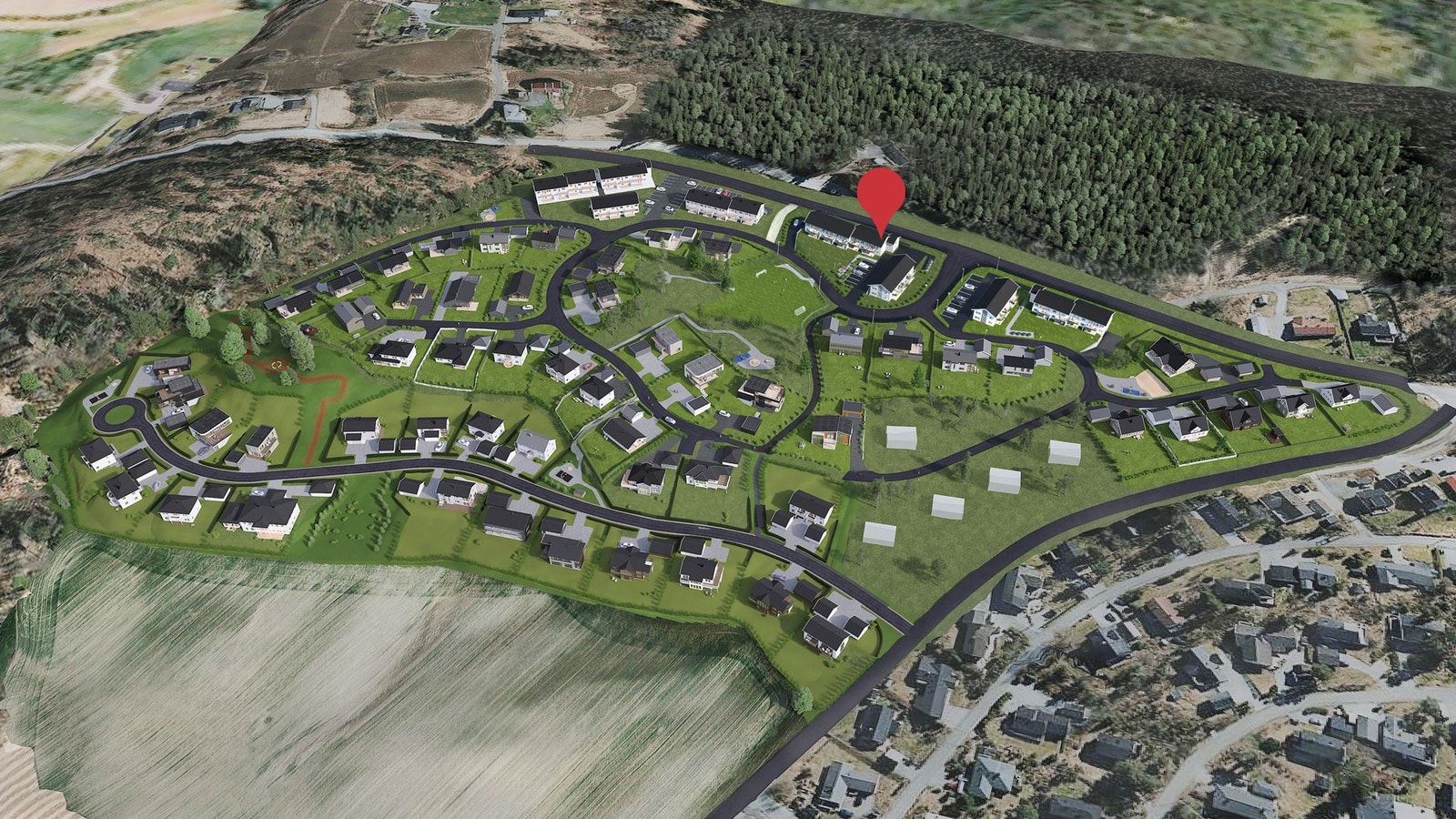 Boligenes beliggenhet i feltet (illustrasjon) Galleribilde