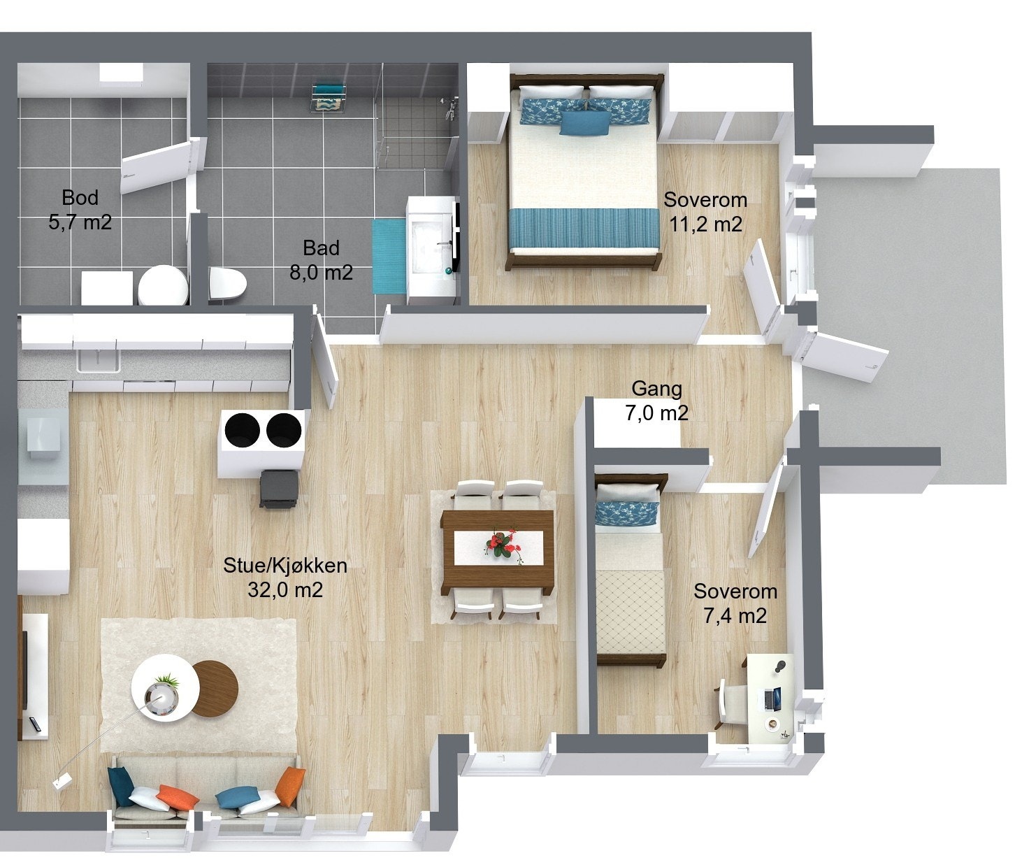 Planillustrasjon boligseksjon Galleribilde