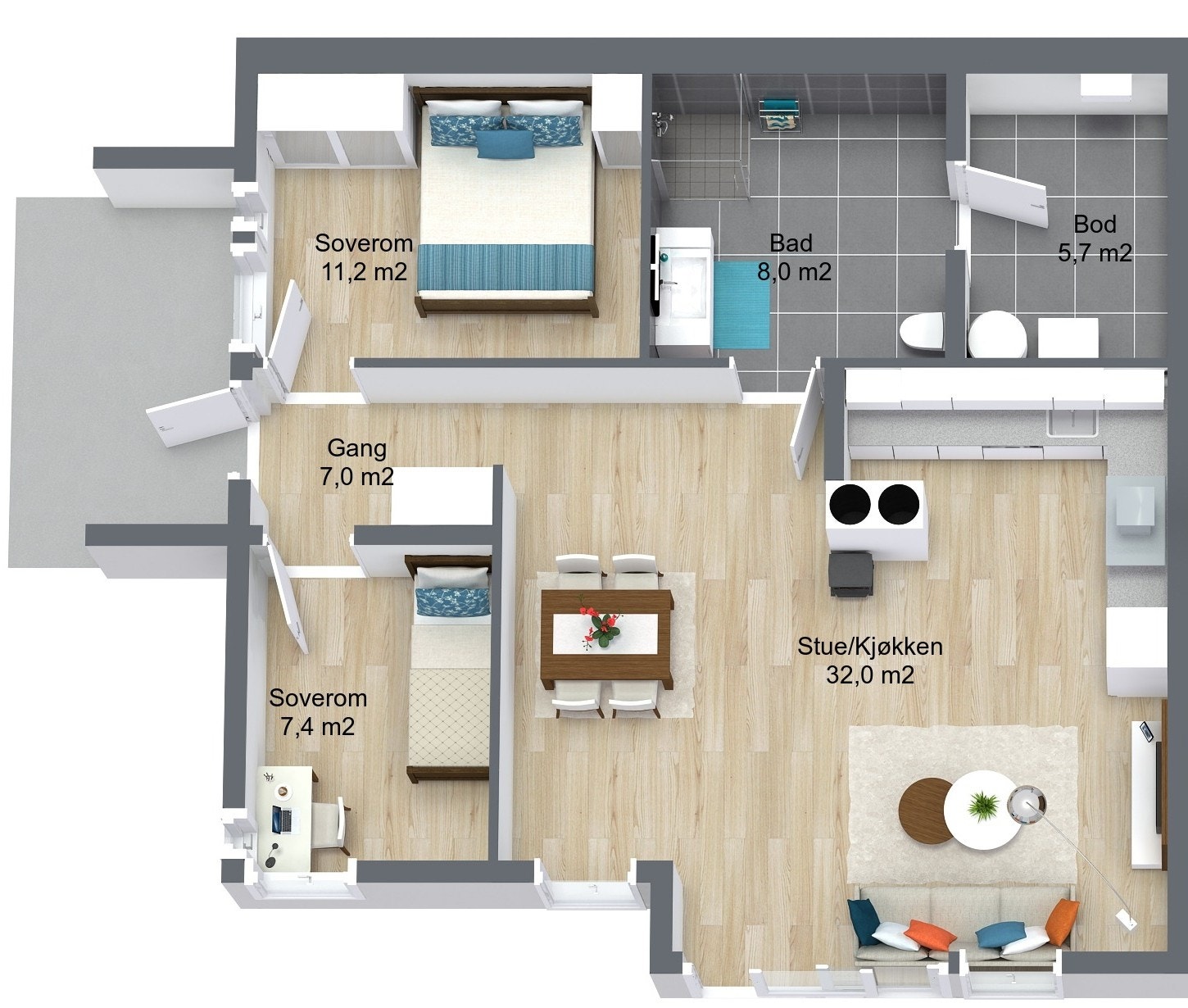 Planillustrasjon boligseksjon Galleribilde