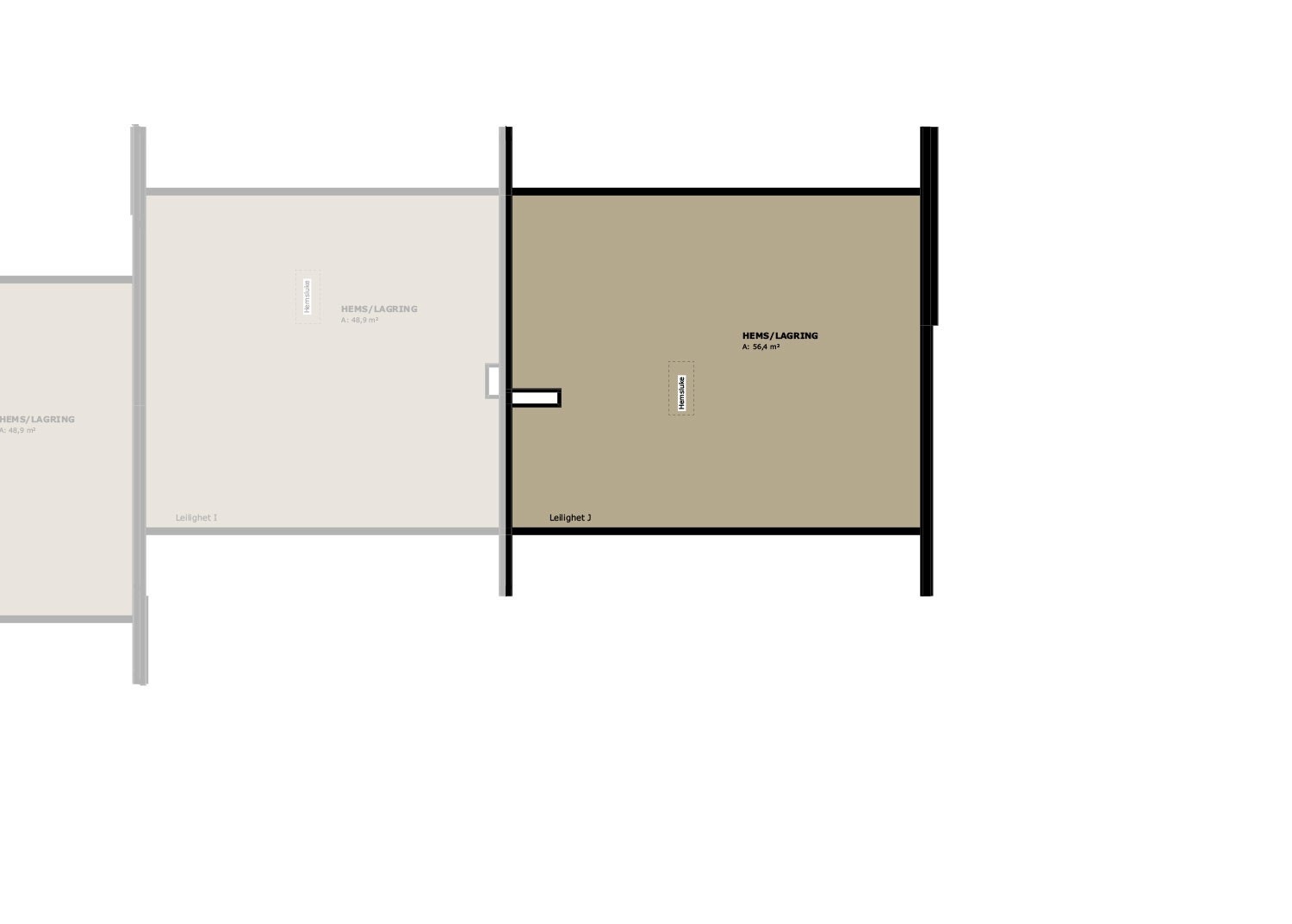 Loftene leveres uinnredet og anses som mulig lagerplass. Galleribilde