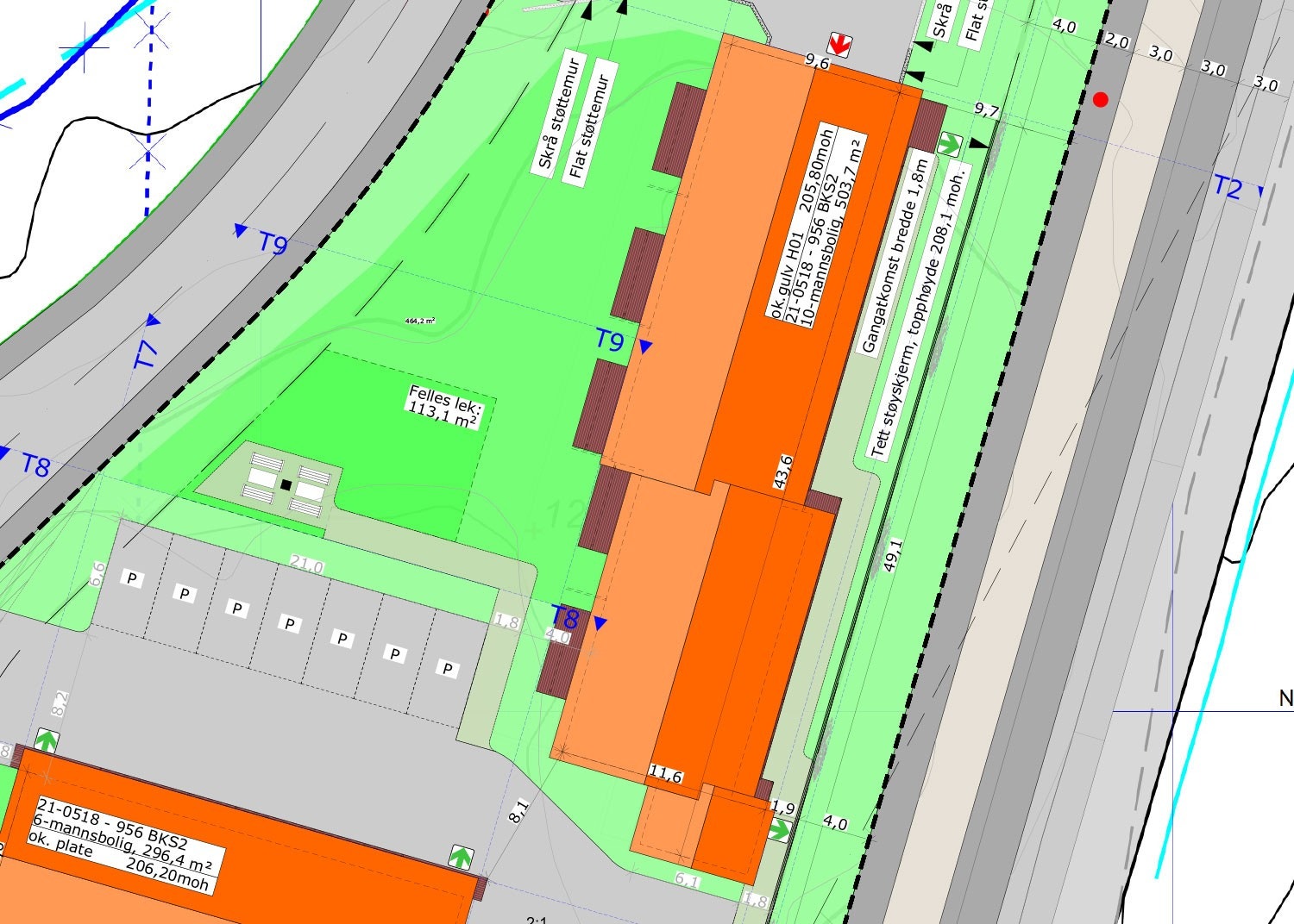 Situasjonsplan med leilighetsbygget Galleribilde