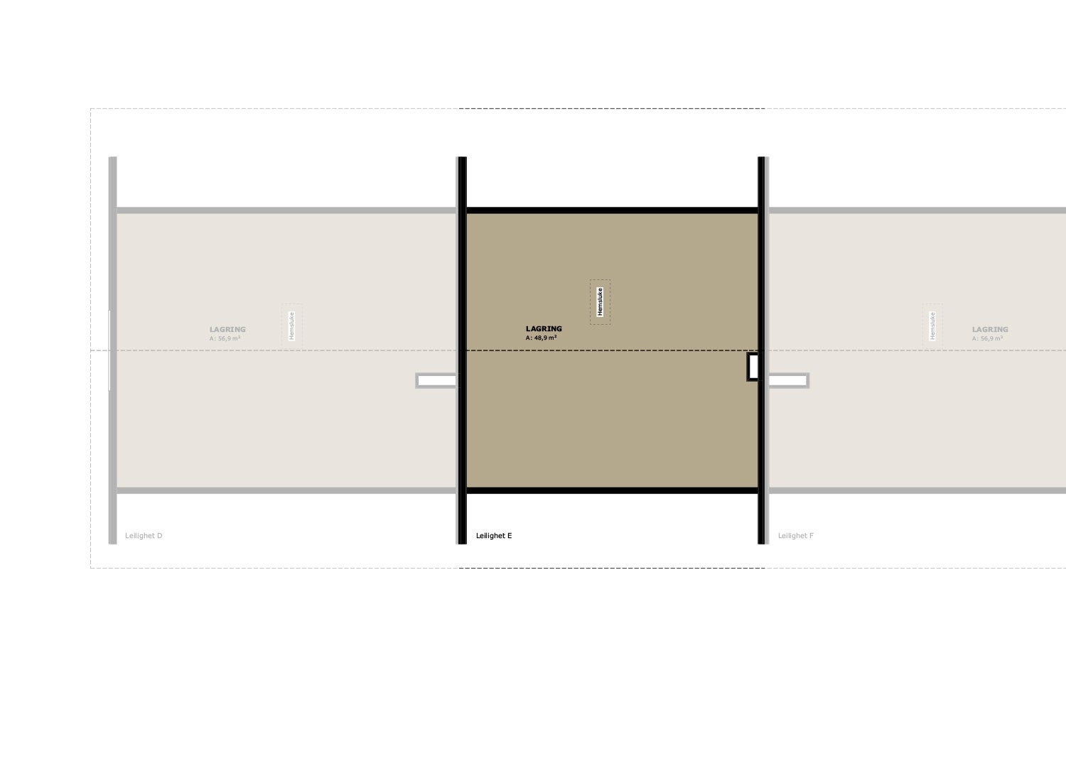 Loftene leveres uinnredet og anses som mulig lagerplass. Galleribilde