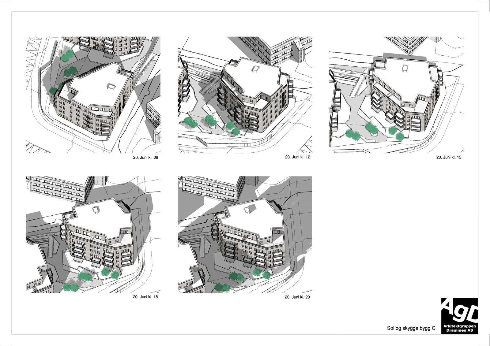 Solstudie bygg C. Avvik vil forekomme. Galleribilde