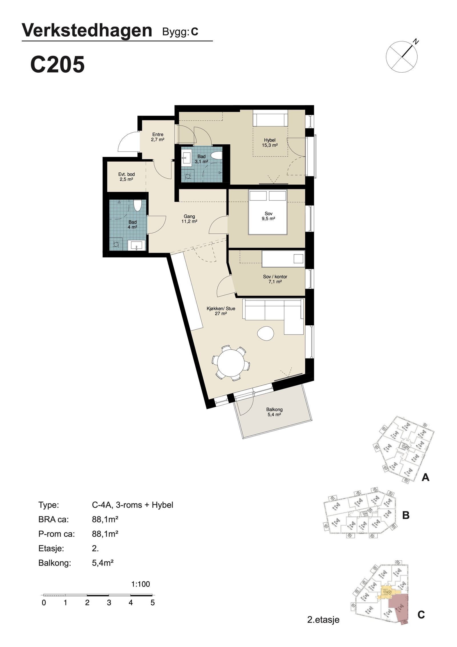 Unik mulighet! - 3-roms + utleie hybel - Inkl. p-plass Galleribilde
