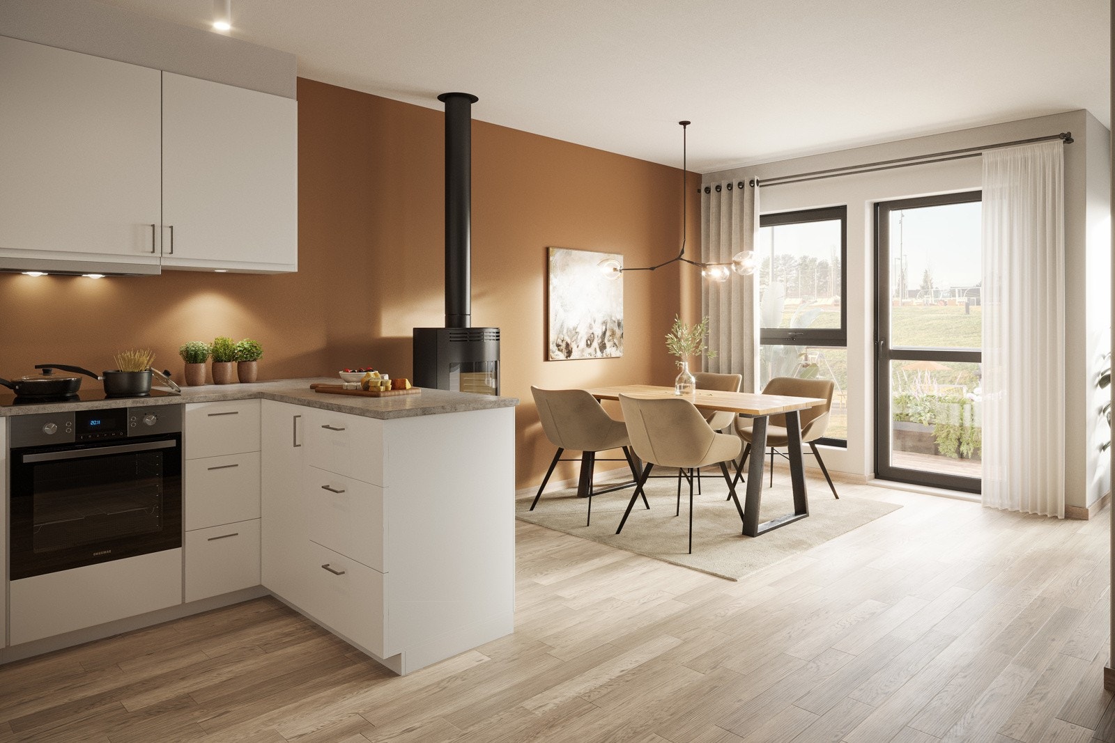 Stue/Kjøkken i hus 1-14 Galleribilde