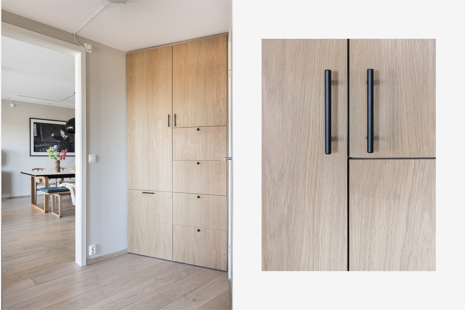 Praktisk mellomgang med nyere plassbygget garderobeskap. Galleribilde