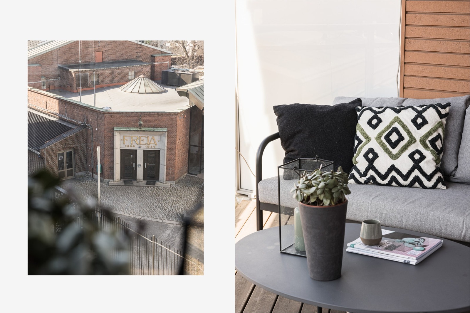 Hyggelig utsyn mot Freia sjokoladefabrikk med historisk preg. Galleribilde