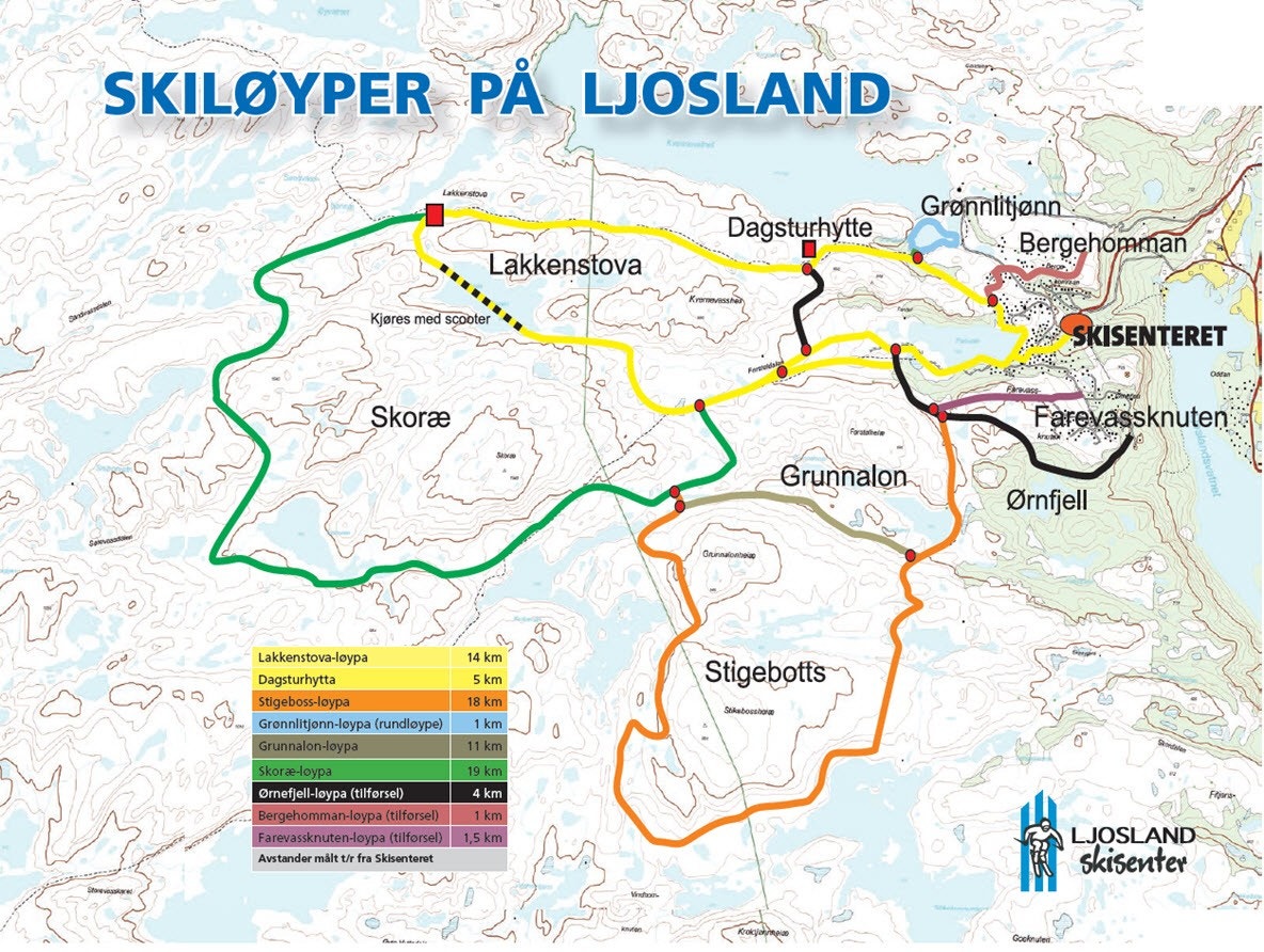 Løypekart Ljosland vest Galleribilde