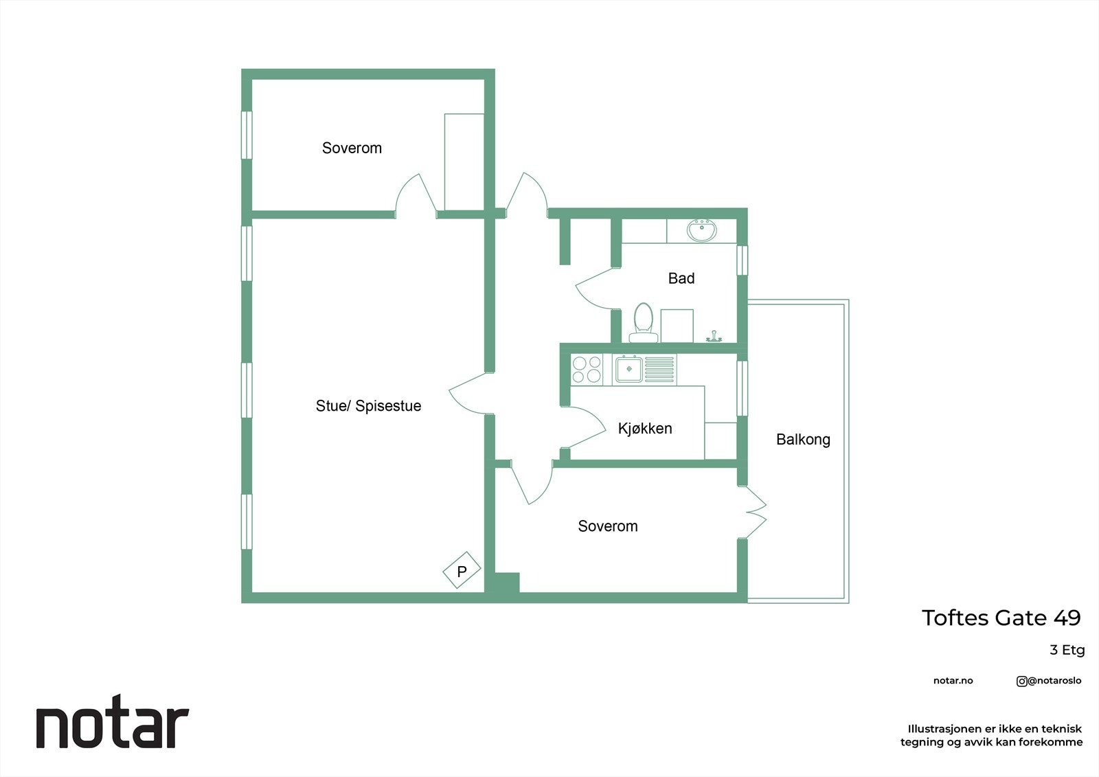 Toftes Gate 49 - Planskisse Galleribilde
