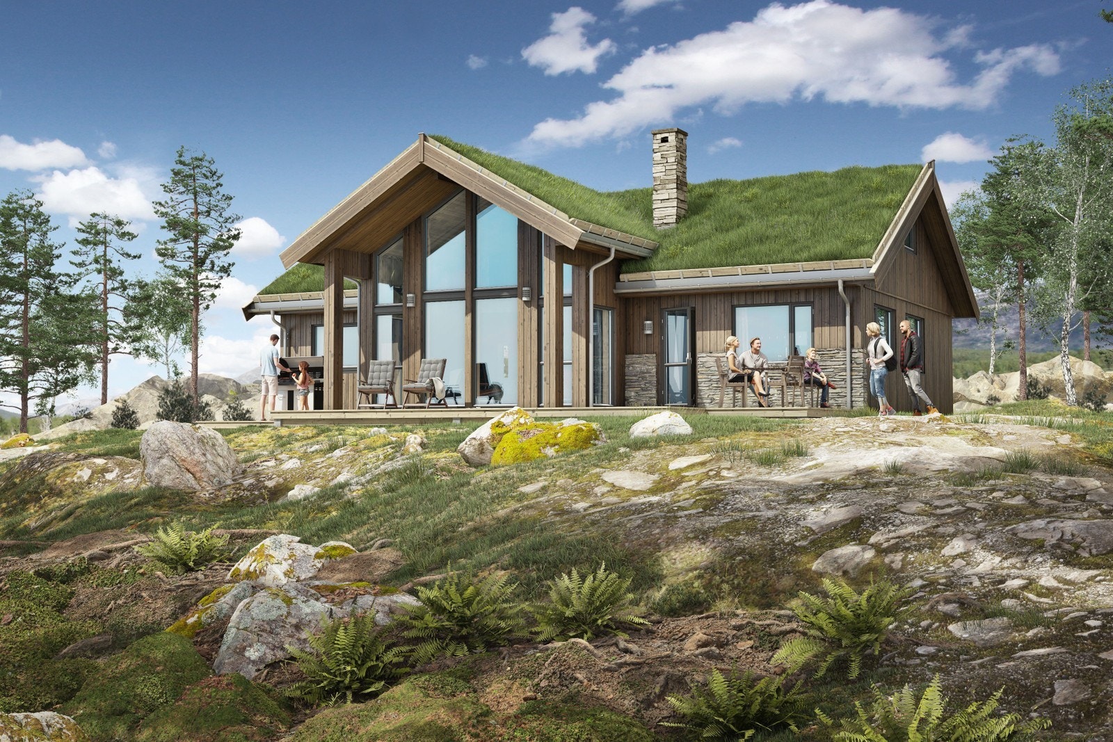 Illustrasjon fasade sommer Galleribilde