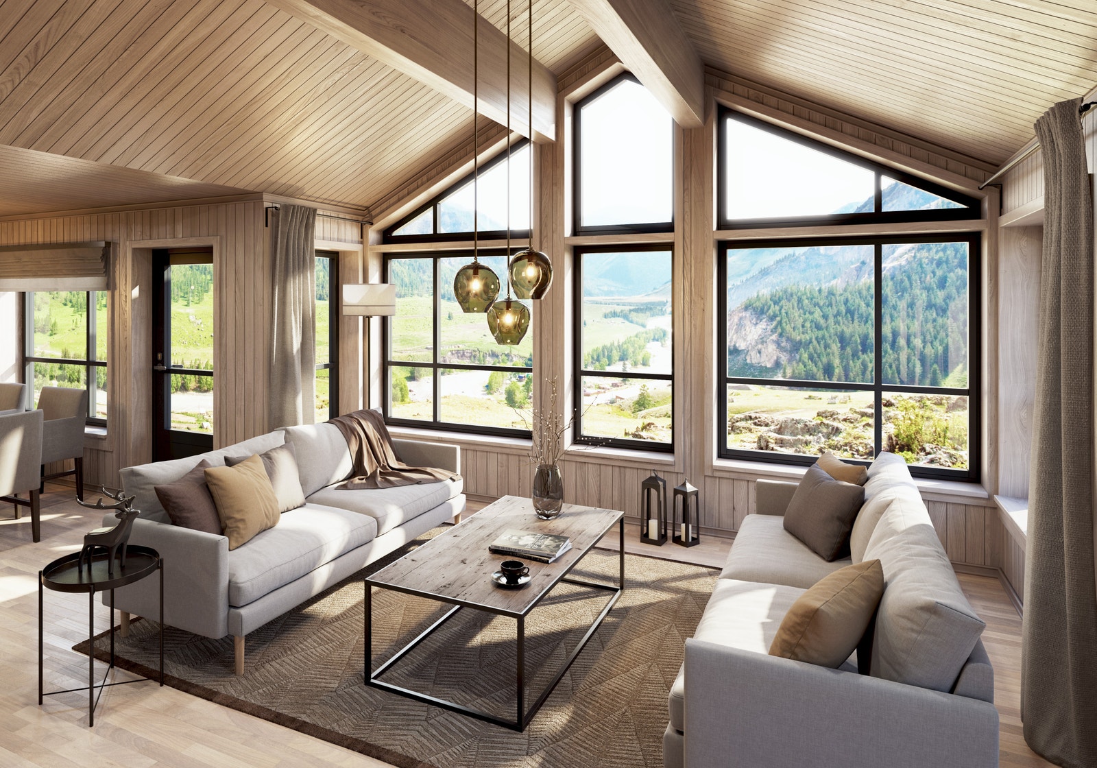 Veldig flott planløsning med store vindusflater slik at man får naturen inn i hytta. Galleribilde