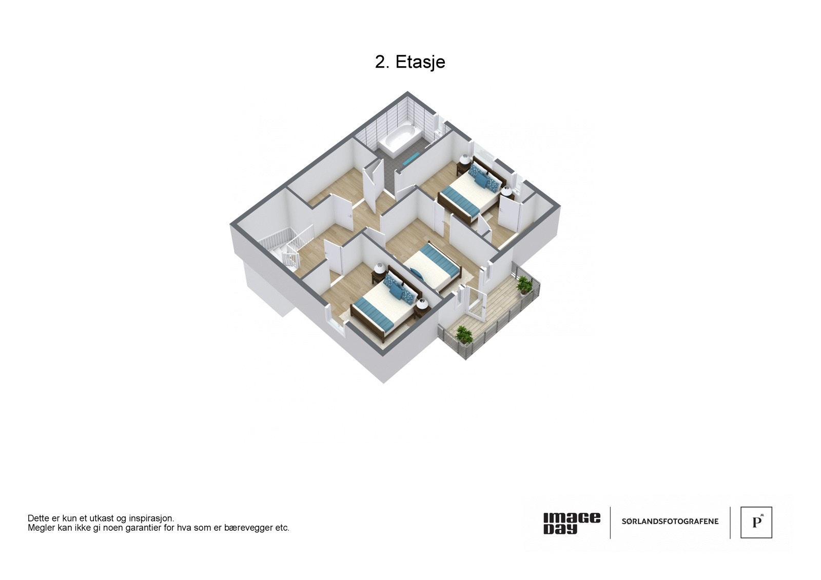 3 D plantegning i 2.etg. fra fotograf Galleribilde
