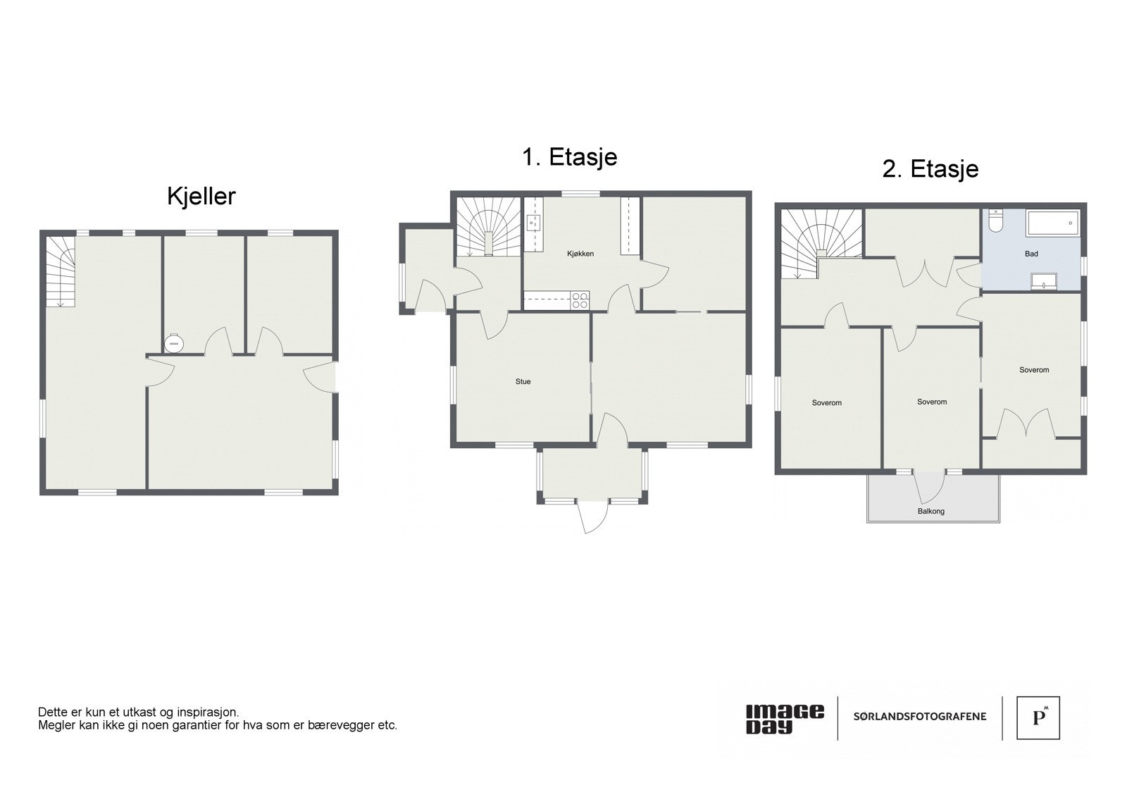 Plantegninger alle etasjer i huset fra fotograf Galleribilde