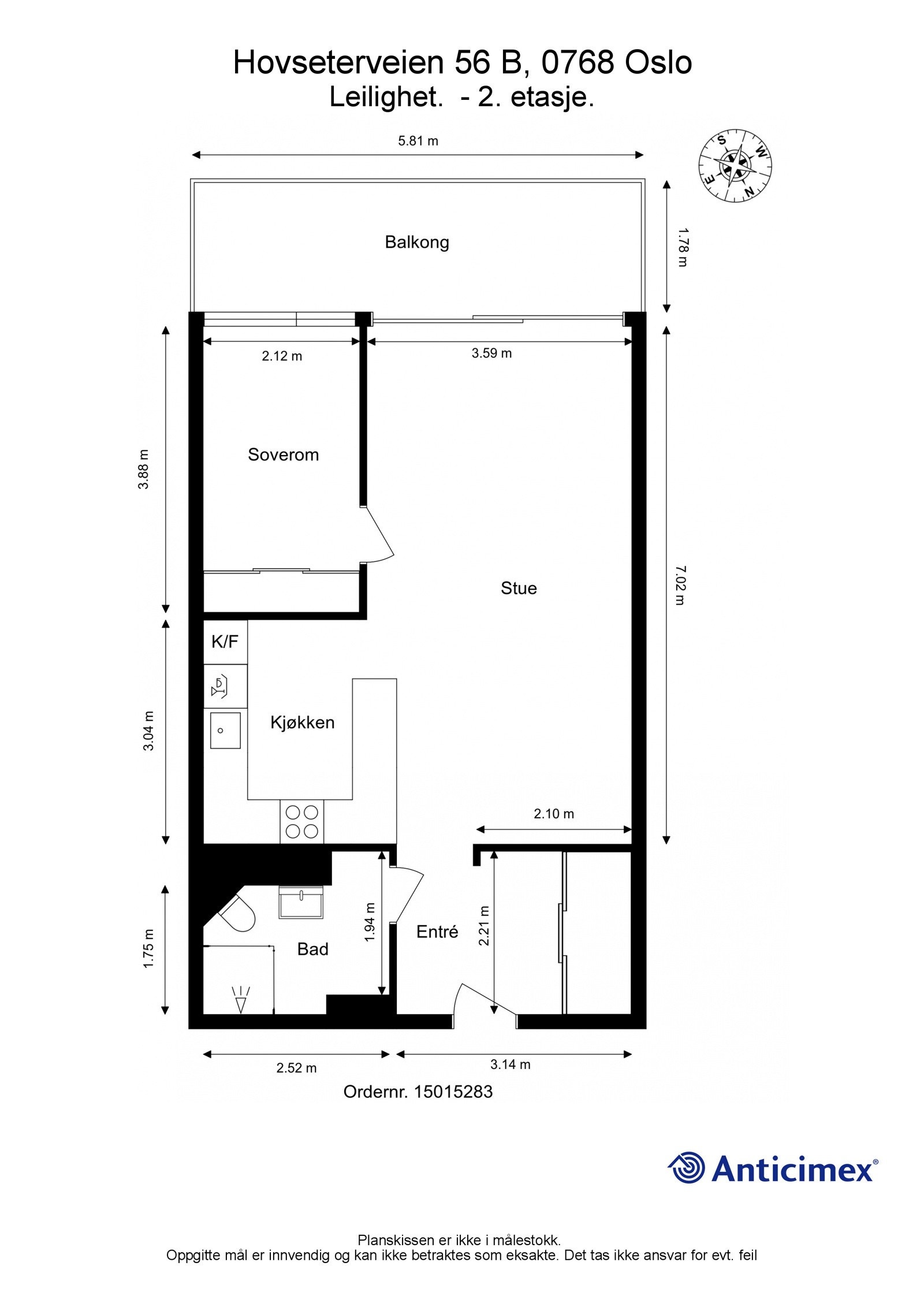 Plantegning Hovseterveien 56B. Galleribilde